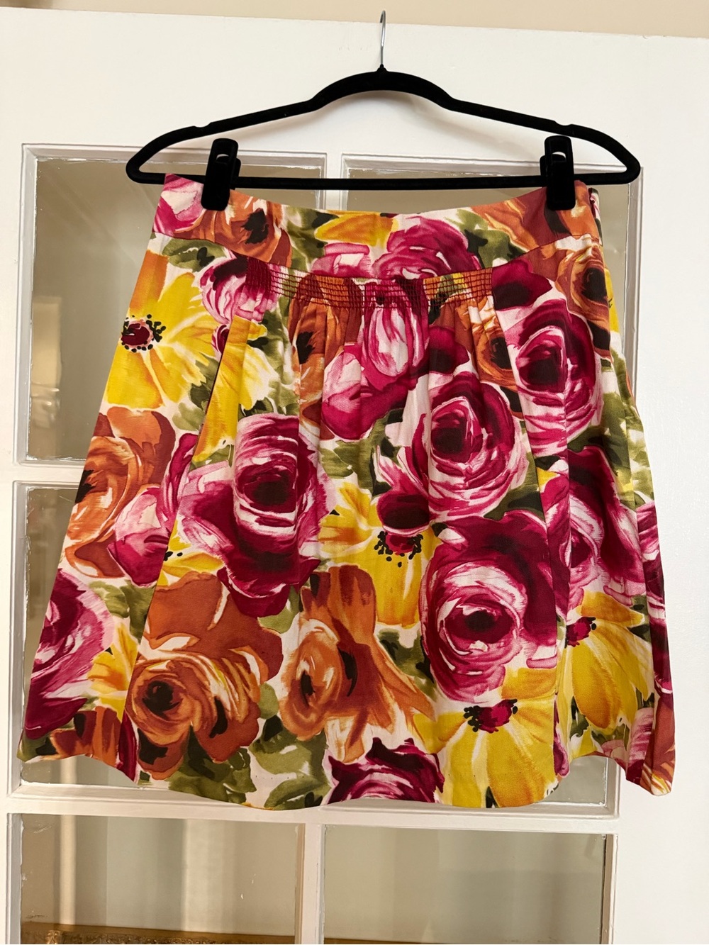 Odille Floral A-Line Skirt in Pink, Yellow & Orange